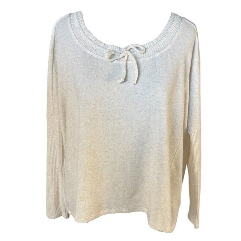 NWOT Johnny Was Calme L Sweater Tunnel Drawstring Crop Cream 114308